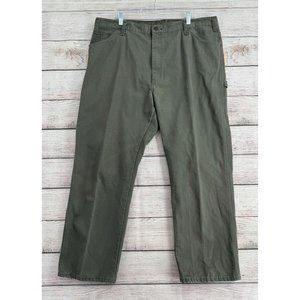 Dickies Carpenter Work Pants Men's Size 42x30 Green Duck Canvas Straight Leg‎